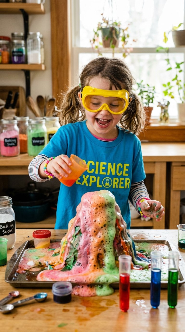 Our Sunday Volcano Science Experiment! 🌋🧪 STEM learning made super fun at home.
