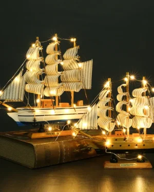 Brown & White Marine Sailing Boat Ship Showpiece