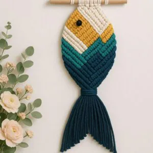 Handmade Cotton Macramé Fish Wall Hanging | Boho Nautical Home Décor