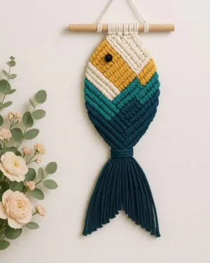 Handmade Cotton Macramé Fish Wall Hanging | Boho Nautical Home Décor