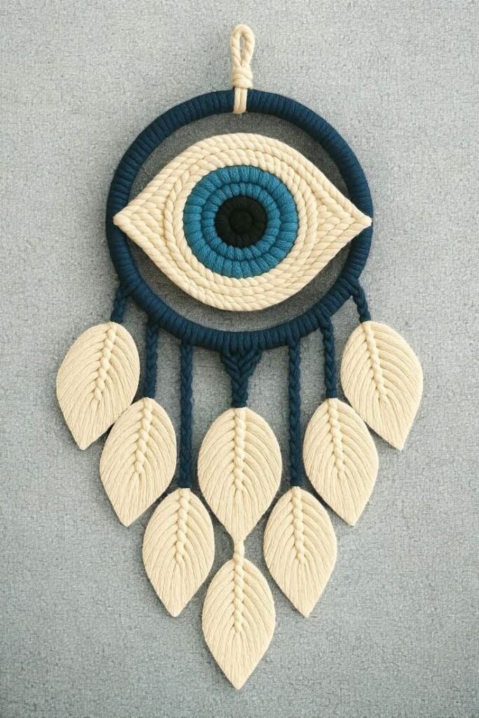 Handmade Macramé Evil Eye Wall Hanging