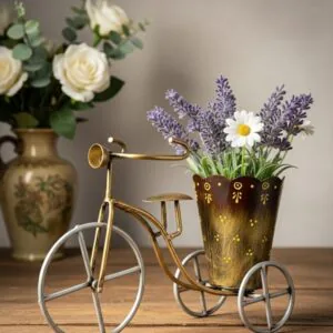 Handmade Metal Flower Cycle Planter