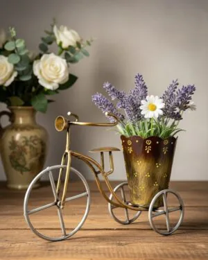 Handmade Metal Flower Cycle Planter