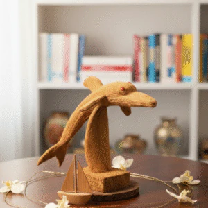 Coconut Husk Dolphin Sculpture