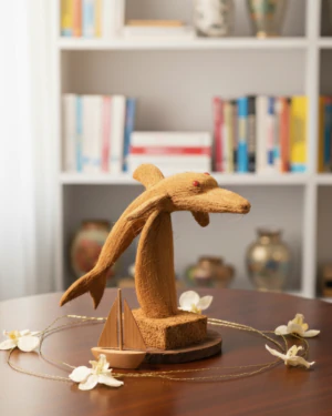 Coconut Husk Dolphin Sculpture