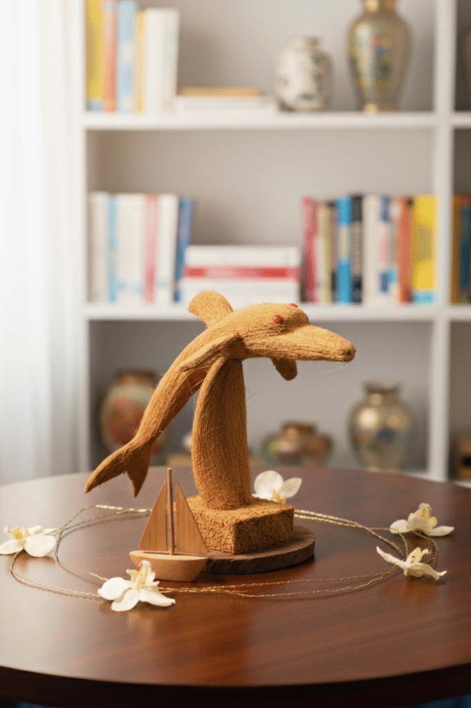 Coconut Husk Dolphin Sculpture