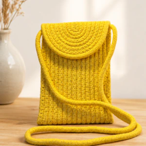 Kids Handmade Yellow Crochet Crossbody Bag