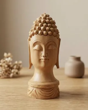 Handmade Wooden Buddha- 6-Inch