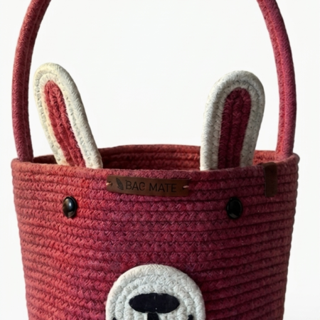 Handcrafted Cotton Bunny Storage Basket – Heavy-Duty Rope Organizer