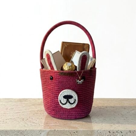 Handcrafted Cotton Bunny Storage Basket – Heavy-Duty Rope Organizer