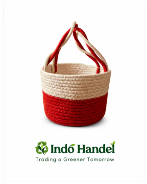 ChatGPT Image Aug 18, 2026, 08_39_26 PM Two-Tone Red & Cream Cotton Rope Mini Storage Basket – Handcrafted Woven Tote Bin