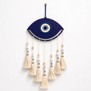 Evil Eye Wall Hanging | Handmade Boho Nazar Protection Wall Décor with Tassels & Seashells