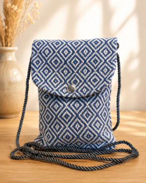 Ladies Handmade Cotton Crossbody Bag with Secret Zip Pocket