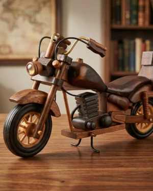 Handcrafted Vintage Wooden Motorcycle Model (12-Inch)