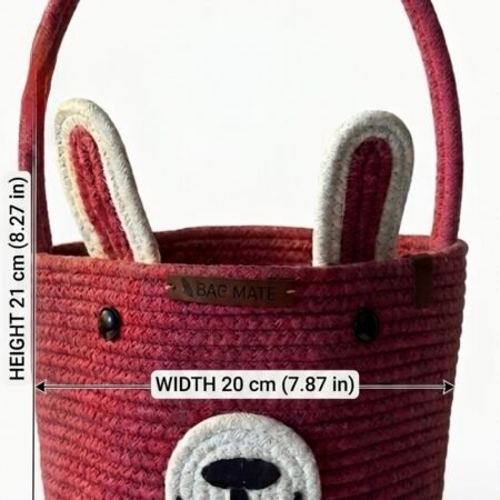 Handcrafted Cotton Bunny Storage Basket – Heavy-Duty Rope Organizer