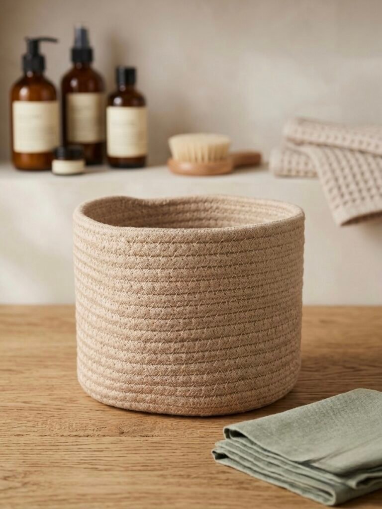 Handcrafted Round Cotton Rope Storage Basket
