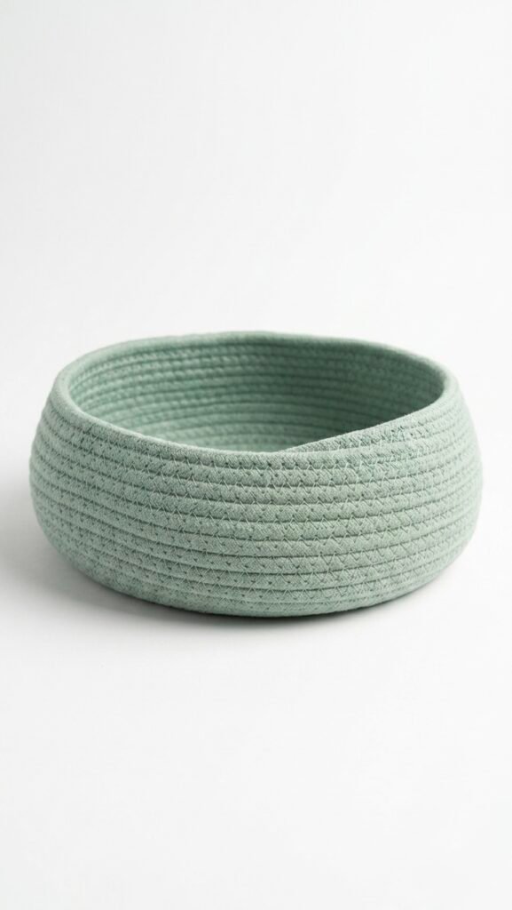 Handmade Cotton Rope Storage Basket – Mint Green