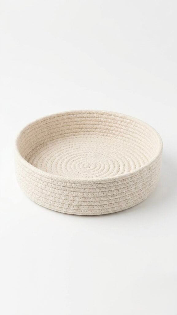 Handcrafted Round Cotton Rope Tray Basket