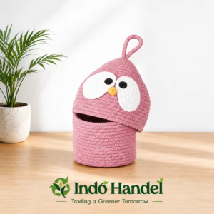 Handmade Cotton Owl Storage Basket with Lid | 100% Premium Cotton Rope