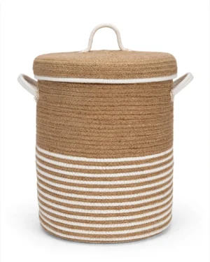 763098589_2272089710273950_7486358989752338480_n Handcrafted Jute & Cotton Storage Basket with Lid