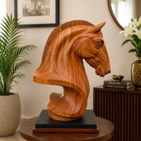 Handcrafted Premium Wooden Horse Head Sculpture