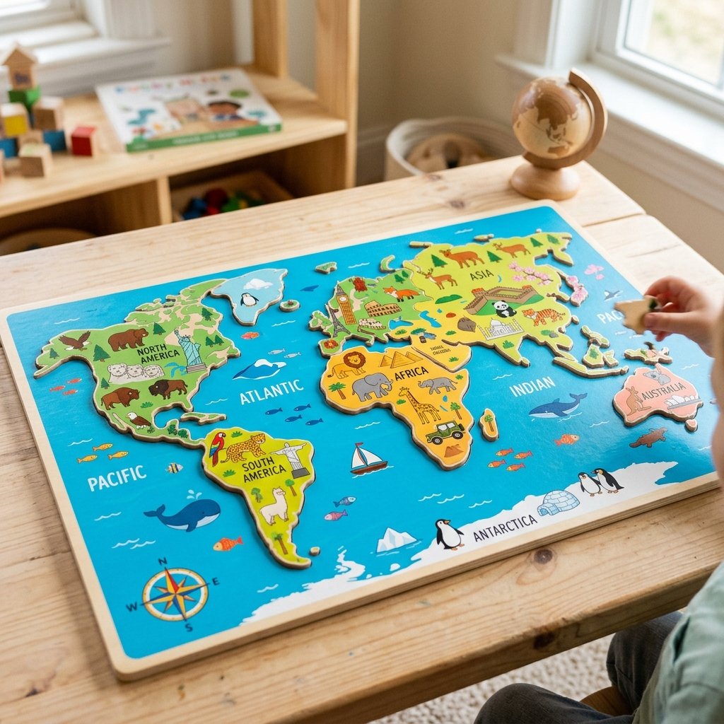 World Map Puzzle for Kids